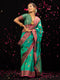 Vintage Opulence Green & Fuchsia Paithani Silk Saree with Blouse Fabric